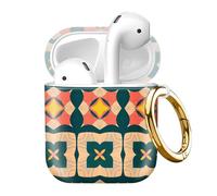 Compatible with AirPod 2nd//1st Generation Case Cover with Gold Keychain,Full Protective Shockproof Wireless Headphone Case for Airpod （Geometric Pattern）