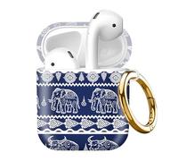 Compatible with AirPod 2nd//1st Generation Case Cover with Gold Keychain,Full Protective Shockproof Wireless Headphone Case for Airpod （Tropical Style Animals）