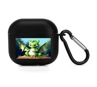 Compatible with Airpod 4 Case Cover,Dragon Cuteprinted Lightweight TPU Shockproof Protective Case for Apple Airpods 4 with Carabiner Support Wireless Charging