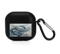 Compatible with Airpod 4 Case Cover,Dragon Patternprinted Lightweight TPU Shockproof Protective Case for Apple Airpods 4 with Carabiner Support Wireless Charging