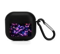 Compatible with Airpod 4 Case Cover,Purple Cute Butterfly Printprinted Lightweight TPU Shockproof Protective Case for Apple Airpods 4 with Carabiner Support Wireless Charging