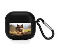 Compatible with Airpod 4 Case Cover,Running German Shepherd Dogprinted Lightweight TPU Shockproof Protective Case for Apple Airpods 4 with Carabiner Support Wireless Charging