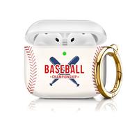 Compatible with AirPod 4th Generation 2024 Case Cover with Gold Buckle, Shockproof Protective Covers for Women & Girls - Anti-Scratch & Anti-Drop(Baseball Pattern)