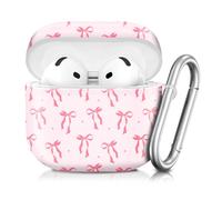 Compatible with AirPod 4th Generation 2024 Case, Shockproof Anti-Drop Protective Cover, Cute Case for Women Men with Keychain(Cute Pink Ribbon Bow)