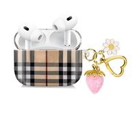 Compatible with AirPod Pro 2nd / 1st Generation, 2023/2022/2019, The Fully Protected Shockproof Wireless Earphone case Comes with a Cute and Beautiful Strawberry Keychain Pendant （Pink）