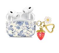 Compatible with AirPod Pro 2nd / 1st Generation, 2023/2022/2019, The Fully Protected Shockproof Wireless Earphone case Comes with a Cute and Beautiful Strawberry Keychain Pendant（Red 1）