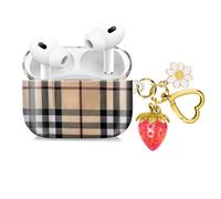 Compatible with AirPod Pro 2nd / 1st Generation, 2023/2022/2019, The Fully Protected Shockproof Wireless Earphone case Comes with a Cute and Beautiful Strawberry Keychain Pendant（red）