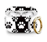 Compatible with AirPod Pro 2nd//1st Generation Case Cover with Gold Keychain,Full Protective Shockproof Wireless Headphone Case for Airpod Pro 2023/2022/2019 （Black and White Dog Paws）