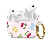 Compatible with AirPod Pro 2nd//1st Generation Case Cover with Gold Keychain,Full Protective Shockproof Wireless Headphone Case for Airpod Pro 2023/2022/2019（Cherry Bow）
