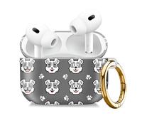 Compatible with AirPod Pro 2nd//1st Generation Case Cover with Gold Keychain,Full Protective Shockproof Wireless Headphone Case for Airpod Pro 2023/2022/2019 （Smiling Dog Head）