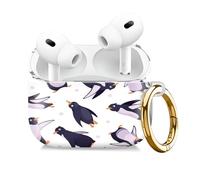 Compatible with AirPod Pro 2nd//1st Generation Case Cover with Gold Keychain,Full Protective Shockproof Wireless Headphone Case for Airpod Pro 2023/2022/2019（Penguin）