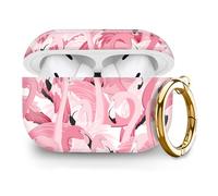 Compatible with AirPod Pro 2nd//1st Generation Case Cover with Gold Keychain,Full Protective Shockproof Wireless Headphone Case for Airpod Pro 2023/2022/2019（Flamingo）