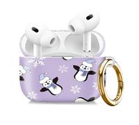 Compatible with AirPod Pro 2nd//1st Generation Case Cover with Gold Keychain,Full Protective Shockproof Wireless Headphone Case for Airpod Pro 2023/2022/2019 （Snowflake Penguin）