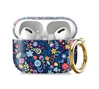 Compatible with AirPod Pro 2nd//1st Generation Case Cover with Key Chain,Full Protective Shockproof Wireless Headphone Case for Airpod Pro 2023/2022/2019（Small Flowers）
