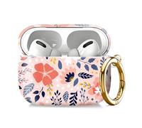 Compatible with AirPod Pro 2nd//1st Generation Case Cover with Key Chain,Full Protective Shockproof Wireless Headphone Case for Airpod Pro 2023/2022/2019（Orange Flowers）