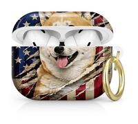 Compatible with AirPod Pro 2nd/1st Generation Case Cover with Key Chain,Full Protective Shockproof Wireless Headphone Case for Airpod Pro 2023/2022/2019(American Flag Dog Scratch)