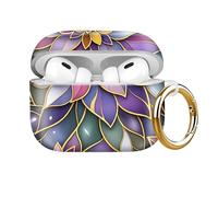 Compatible with AirPod Pro 2nd//1st Generation Case Cover with Key Chain,Full Protective Shockproof Wireless Headphone Case for Airpod Pro 2023/2022/2019 (Purple Flower)
