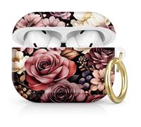 Compatible with AirPod Pro 2nd/1st Generation Case Cover with Key Chain,Full Protective Shockproof Wireless Headphone Case for Airpod Pro 2023/2022/2019(Floral with Rich Colors Berries)