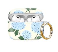 Compatible with AirPod Pro 2nd//1st Generation Case Cover with Key Chain,Full Protective Shockproof Wireless Headphone Case for Airpod Pro 2023/2022/2019 (Cute Blue Flower)