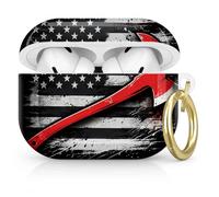 Compatible with AirPod Pro 2nd/1st Generation Case Cover with Key Chain,Full Protective Shockproof Wireless Headphone Case for Airpod Pro 2023/2022/2019(American Flag with Red Axe)