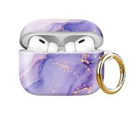 Compatible with AirPod Pro 2nd//1st Generation Case Cover with Key Chain,Full Protective Shockproof Wireless Headphone Case for Airpod Pro 2023/2022/2019 (Purple Marble)