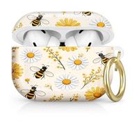 Compatible with AirPod Pro 2nd/1st Generation Case Cover with Key Chain,Full Protective Shockproof Wireless Headphone Case for Airpod Pro 2023/2022/2019(Daisies Bees Yellow Flowers)