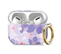 Compatible with AirPod Pro 2nd//1st Generation Case Cover with Key Chain,Full Protective Shockproof Wireless Headphone Case for Airpod Pro 2023/2022/2019（Purple Flowers）