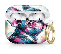 Compatible with AirPod Pro 2nd/1st Generation Case Cover with Key Chain,Full Protective Shockproof Wireless Headphone Case for Airpod Pro 2023/2022/2019(Colorful Abstract Dog Portrait Art)