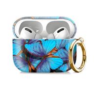 Compatible with AirPod Pro 2nd//1st Generation Case Cover with Key Chain,Full Protective Shockproof Wireless Headphone Case for Airpod Pro 2023/2022/2019（Blue Butterfly）