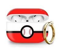 Compatible with AirPod Pro 2nd//1st Generation Case Cover with Key Chain,Full Protective Shockproof Wireless Headphone Case for Airpod Pro 2023/2022/2019(White red Baseball)