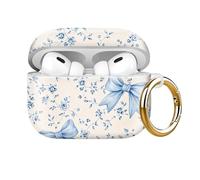 Compatible with AirPod Pro 2nd//1st Generation Case Cover with Key Chain,Full Protective Shockproof Wireless Headphone Case for Airpod Pro 2023/2022/2019 (Cute Blue Bow)