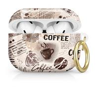 Compatible with AirPod Pro 2nd/1st Generation Case Cover with Key Chain,Full Protective Shockproof Wireless Headphone Case for Airpod Pro 2023/2022/2019(Coffee Art Collage Elements)