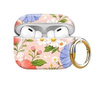 Compatible with AirPod Pro 2nd//1st Generation Case Cover with Key Chain,Full Protective Shockproof Wireless Headphone Case for Airpod Pro 2023/2022/2019 (Pink Blue Flower)