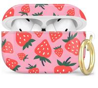 Compatible with AirPod Pro 2nd/1st Generation Case Cover with Key Chain,Full Protective Shockproof Wireless Headphone Case for Airpod Pro 2023/2022/2019(Pink Strawberry)