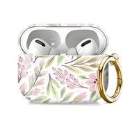 Compatible with AirPod Pro 2nd//1st Generation Case Cover with Key Chain,Full Protective Shockproof Wireless Headphone Case for Airpod Pro 2023/2022/2019（Pink Flowers）