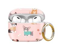 Compatible with AirPod Pro 2nd//1st Generation Case Cover with Key Chain,Full Protective Shockproof Wireless Headphone Case for Airpod Pro 2023/2022/2019 (Cute Pink Dog)