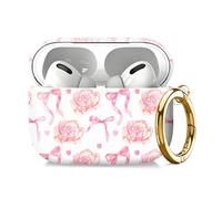 Compatible with AirPod Pro 2nd//1st Generation Case Cover with Key Chain,Full Protective Shockproof Wireless Headphone Case for Airpod Pro 2023/2022/2019（Pink Flower Bow）