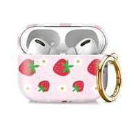 Compatible with AirPod Pro 2nd//1st Generation Case Cover with Key Chain,Full Protective Shockproof Wireless Headphone Case for Airpod Pro 2023/2022/2019（Beautiful Strawberries）