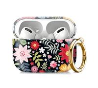 Compatible with AirPod Pro 2nd//1st Generation Case Cover with Key Chain,Full Protective Shockproof Wireless Headphone Case for Airpod Pro 2023/2022/2019（Small Flowers）