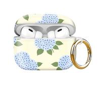 Compatible with AirPod Pro 2nd//1st Generation Case Cover with Key Chain,Full Protective Shockproof Wireless Headphone Case for Airpod Pro 2023/2022/2019 (Blue Flower)