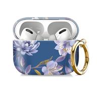 Compatible with AirPod Pro 2nd//1st Generation Case Cover with Key Chain,Full Protective Shockproof Wireless Headphone Case for Airpod Pro 2023/2022/2019（Purple Flowers）