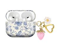 Compatible with AirPod PRO 3 2025 Shockproof and dustproof Wireless Earphone case, with a Beautiful and Cute Strawberry Keychain Pendant Suitable for Women（Flowers Pink Strawberries）