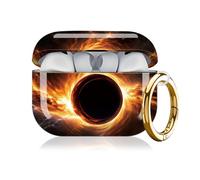 Compatible with AirPod Pro 3 Case,Protective Shockproof Cover with Keychain Ring, Stylish Design for Women, Cute Charging Case for AirPod Pro 3rd Generation(Cosmic Black Hole Flames Space)