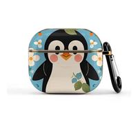 Compatible with AirPods 3 Case,Cute Penguin Print Printed PC Protective Headphone Charging Cover with Keychain for Airpods 2021 3rd Generation,Drop Protection Scratch And Dust Resistant
