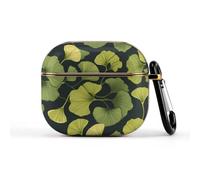 Compatible with AirPods 3 Case,Ginkgo Biloba Printed PC Protective Headphone Charging Cover with Keychain for Airpods 2021 3rd Generation,Drop Protection Scratch And Dust Resistant