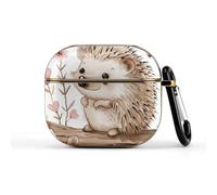 Compatible with AirPods 3 Case,Hedgehog Sitting on Top Printed PC Protective Headphone Charging Cover with Keychain for Airpods 2021 3rd Generation,Drop Protection Scratch And Dust Resistant