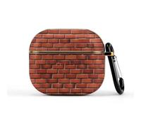 Compatible with AirPods 3 Case,Red Brick Wall Printed PC Protective Headphone Charging Cover with Keychain for Airpods 2021 3rd Generation,Drop Protection Scratch And Dust Resistant