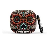 Compatible with AirPods 3 Case,Sugar Skulls Day of The Dead Printed PC Protective Headphone Charging Cover with Keychain for Airpods 2021 3rd Generation,Drop Protection Scratch And Dust Resistant