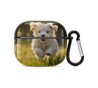 Compatible with AirPods 3rd Generation Case,Puppy Crossing The Grassprinted PC Hard Shell Shock Resistant Protective Cover for Apple AirPods 3 With Keychain Support Wireless Charging