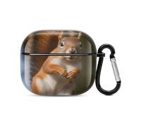 Compatible with AirPods 3rd Generation Case,Squirrel Funny Animalprinted PC Hard Shell Shock Resistant Protective Cover for Apple AirPods 3 With Keychain Support Wireless Charging